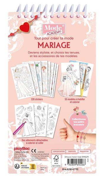 Carnet créatif Mode Academy Mariage (avec un bracelet)