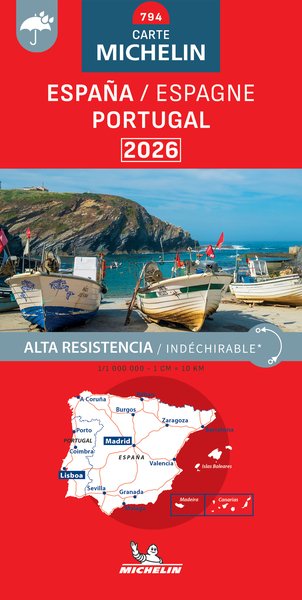 Carte Nationale Espagne, Portugal 2026 - Indéchirable
