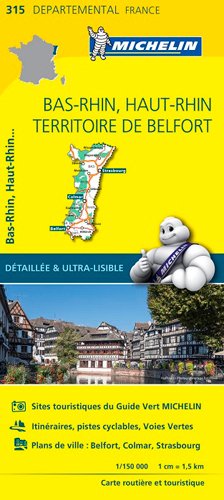 Carte Départementale Haut-Rhin, Bas-Rhin, Territoire de Belfort