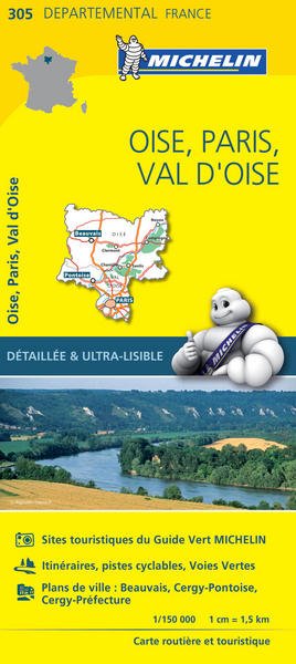 Carte Départementale Oise, Paris, Val d'Oise