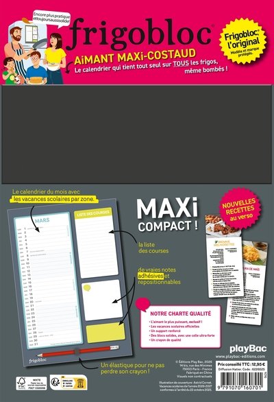 Frigobloc Mensuel Compact 2027 - Calendrier organiseur familial (de sept. 2026 à déc. 2027)